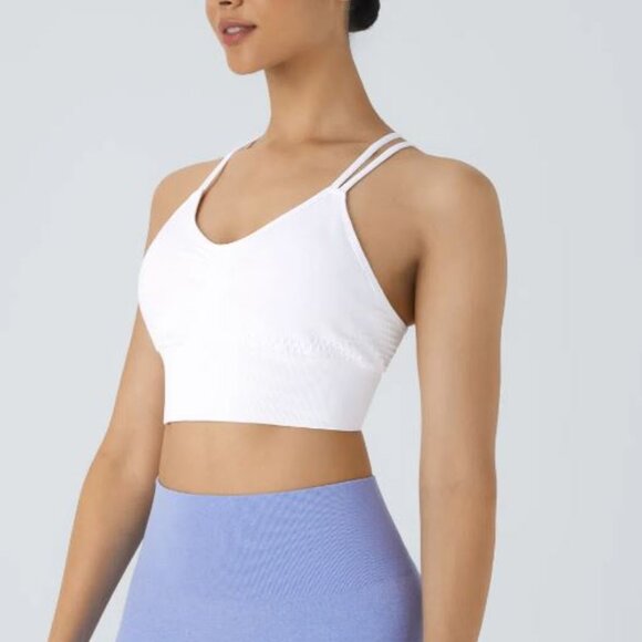 Halara Seamless Flow Low Support Ruched Double Straps Backless Crisscross Sports - Picture 7 of 10